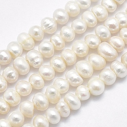 Beige Hilos de perlas de agua dulce cultivadas naturales, patata, crema, 3~4 mm, agujero: 0.8 mm, sobre 93 unidades / cadena, 13.98 pulgada (35.5 cm)
