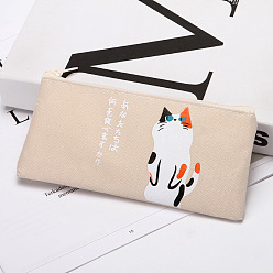 Mocasín Estuche para lápices de tela oxford, titular de la pluma, para útiles escolares y de oficina, rectángulo con patrón de gato, mocasín, 190x90 mm