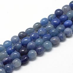 Aventurina Azul Azules naturales perlas de aventurina hebras, oval, 8~15x7~12x4~12 mm, agujero: 1 mm, sobre 30~45 unidades / cadena, 15.7