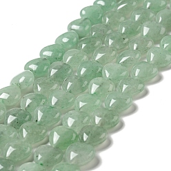 Green Aventurine Natural Green Aventurine Beads Strands, Heart, 12x12~12.5x5~5.5mm, Hole: 1.2mm, about 33~34pcs/strand, 15.35''(39cm)