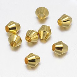 Golden Brass Spacer Beads, Bicone, Golden, 4x4mm, Hole: 1mm