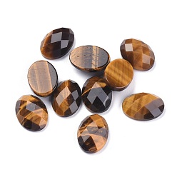 Tiger Eye Natural Tiger Eye Cabochons, Faceted, Oval, 18x13x6mm
