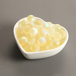Light Goldenrod Yellow Czech Glass Beads, No Hole, with Glitter Powder, Round, Light Goldenrod Yellow, 10mm