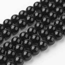 Black Onyx Hebras de cuentas de ónix negro natural, rondo, Grado A, teñido y climatizada, 8~8.5 mm, agujero: 1 mm, sobre 45~47 unidades / cadena, 14.9 pulgada (38 cm)