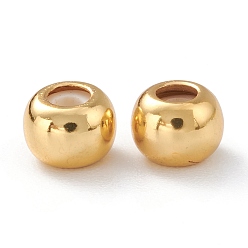 Real 18K Gold Plated Brass Beads, Rubber inside, Slider Beads, Stopper Beads, Long-lasting Plated, Rondelle, Real 18K Gold Plated, 6x4.5mm, Hole: 2mm