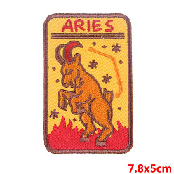Aries Rectangle with Constellation Computerized Embroidery Cloth Iron on/Sew on Patches, Costume Accessories, Aries, 78x50mm