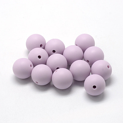 Lilas Perles de silicone écologiques de qualité alimentaire, ronde, lilas, 8~10mm, Trou: 1~2mm