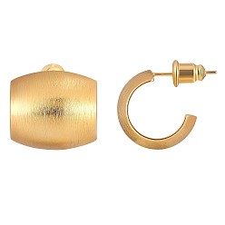 Golden Alloy Column Stud Earrings, Thick Half Hoop Earrings for Women, Golden, 16x14.8x11.7mm, Pin: 0.8mm