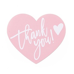 Pink Мелованная бумага поздравительная открытка с благодарностью, сердце со словом спасибо узор, на день благодарения, розовые, 60x70x0.1 мм, 30 шт / пакет