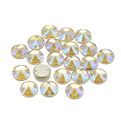 Paradise Shine Sew on Rhinestone, K9 Glass Rhinestone, Two Holes, Garments Accessories, Random Color Back Plated, Faceted, Cone, Paradise Shine, 10x4mm, Hole: 0.8mm