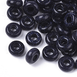 Blue Goldstone Synthetic Blue Goldstone European Beads, Large Hole Beads, Rondelle, 10x4.5mm, Hole: 4mm