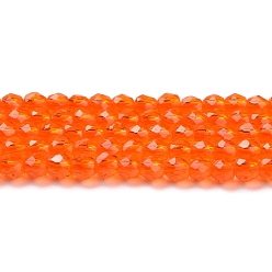 Coral Transparent Glass Beads Strands, Faceted Round, Coral, 2mm, Hole: 0.8mm, about 175pcs/strand, 14.06~14.17 inch(35.7~36cm)