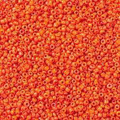 Темно-Оранжевый Бисер из стекла , непрозрачные семян цветов, маленькие бусины для изготовления ювелирных изделий, круглые, темно-оранжевый, 3 мм, отверстие: 1 мм, Около 10000 шт / фунт