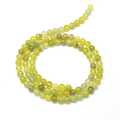 Olive Jade Brins de perles rondes en jade olive naturel, 4mm, Trou: 1mm, Environ 98 pcs/chapelet, 15.7 pouce