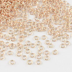 Rose Gold Iron Open Jump Rings, Cadmium Free & Lead Free, Rose Gold, 21 Gauge, 4x0.7mm, Inner Diameter: 2.6mm, about 20000pcs/1000g