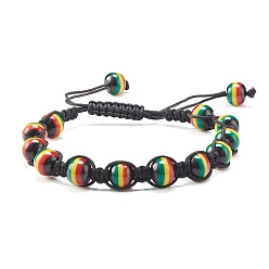 Colorful Adjustable Braided Beads Bracelets, Resin Beads Bracelets, Colorful, Inner Diameter: 1-3/4~3-1/8 inch(4.6~8cm)