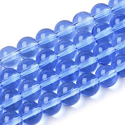 Azul Royal Cuentas de vidrio transparentes, rondo, azul real, 8~8.5 mm, agujero: 1.5 mm, sobre 51~53 unidades / cadena, 14.96 pulgada ~ 15.55 pulgada (38~39.7 cm)