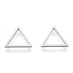 Stainless Steel Color 201 Stainless Steel Linking Rings, Triangle, Stainless Steel Color, 12x13.5x1mm, Inner Diameter: 7.5x8.5mm