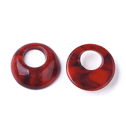 Red Acrylic Pendants, Imitation Gemstone Style, Flat Round, Red, 19.5x6mm, Hole: 8mm, about 460pcs/500g