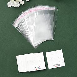 White 30Pcs Square Paper Earring Display Cards, Jewelry Display Card for Earring Showing, with 30Pcs OPP Cellophane Bags, White, Card: 5x5cm
