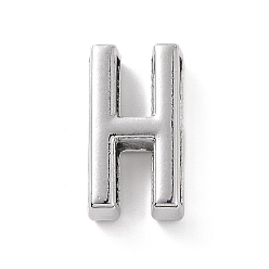 Letter H Alloy Letter Slide Charms, Platinum, Letter.H, 20.5~21x6~10.5x6.5mm, Hole: 17.5~18x2.5mm