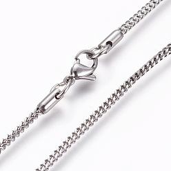 Stainless Steel Color 304 Stainless Steel Wheat Chain Necklaces, with Lobster Claw Clasps, Stainless Steel Color, 19.88 inch(50.5cm)x2mm