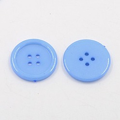 Aciano Azul Botones de costura de acrílico, botones de plástico de la camisa de diseño de vestuario, 4 agujero, teñido, plano y redondo, azul aciano, 20x2.5 mm, agujero: 1 mm