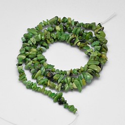 Serpentin Brins de perles de serpentine pépites naturelles, pierre tombée, jade vert, 5~8x5~8x5~8mm, Trou: 1mm, 32 pouce