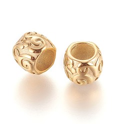Golden 304 Stainless Steel European Beads, Large Hole Beads, Ion Plating (IP), Rondelle, Golden, 9.5x7.5mm, Hole: 5mm