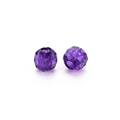 Púrpura Abalorios de acrílico transparentes, facetados, rondo, púrpura, 4x4 mm, agujero: 1.5 mm, Sobre 16100 unidades / 500 g