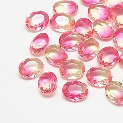 Light Rose Pointed Back Glass Rhinestone Cabochons, Imitation Tourmaline, Faceted, Oval, Light Rose, 10x8x4mm