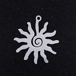 Stainless Steel Color 201 Stainless Steel Pendants, Sun, Stainless Steel Color, 23.5x21.5x1mm, Hole: 1.2mm