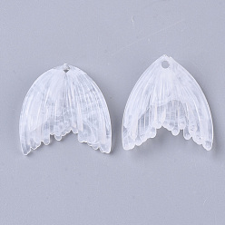 Clear Acrylic Pendants, Imitation Gemstone Style, Wing, Clear, 27x25.5x3mm, Hole: 2mm, about 370pcs/500g