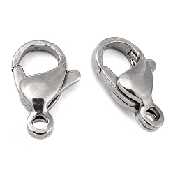 Stainless Steel Color Polished 304 Stainless Steel Lobster Claw Clasps, Parrot Trigger Clasps, Stainless Steel Color, 12.5x8x3.5mm, Hole: 1.5mm