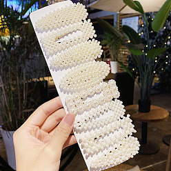 Floral White Plastic Imitation Pearl Alligator Hair Clip Sets, with Iron Clip, Hair Accessories for Girls Women, Mixed Shapes, Floral White, 70mm, 8pcs/set