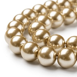 Blanc Navajo Brins de perles rondes en verre teinté écologique, Grade a, cordon en coton fileté, navajo blanc, 8mm, Trou: 0.7~1.1mm, Environ 52 pcs/chapelet, 15 pouce