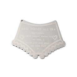 Stainless Steel Color 304 Stainless Steel Pendants, Laser Cut, Manual Polishing, Shorts with Word Best Friends/ Big Knickers Charm, Stainless Steel Color, 37x51x1mm, Hole: 1.6mm