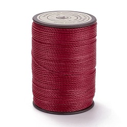 Brique Rouge Ficelle ronde en fil de polyester ciré, cordon micro macramé, cordon torsadé, pour la couture de cuir, firebrick, 0.8mm, environ 54.68 yards (50m)/rouleau