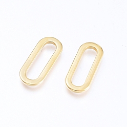 Oro 304 de acero inoxidable que une los anillos, oval, dorado, 16x6.5x1 mm, agujero: 13x3 mm