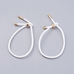 White Cotton Twisted Cord Bracelet Making, with Stainless Steel Findings, Golden, White, 9 inch~9-7/8 inch(23~25cm), 3mm