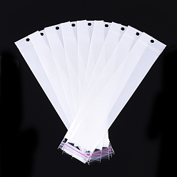 Blanc Sacs de cellophane de film de perle, matériel opp, scellage auto-adhésif, avec trou de suspension, rectangle, blanc, 26~27x5 cm, épaisseur unilatérale: 0.045 mm, mesure intérieure: 21~22.5x5 cm