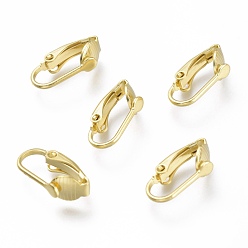 Real 24K Gold Plated Brass Clip-on Earring Findings, Real 24K Gold Plated, 16x8x3.5mm