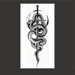 Negro Fresco negro mamba serpiente extraíble temporal a prueba de agua tatuajes pegatinas de papel, negro, 14x6.8 cm