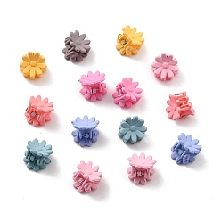 Mixed Color Kids Hair Accessories, Opaque Plastic Claw Hair Clips, Spray Painting, Flower, Mixed Color, 13x14x14mm, 14pcs/box