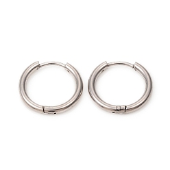 Stainless Steel Color 201 Stainless Steel Huggie Hoop Earrings, with 316 Surgical Stainless Steel Pins, Ring, Stainless Steel Color, 16x2mm, Pin: 1mm