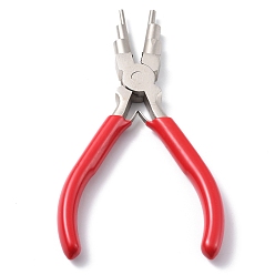 Red 6-in-1 Bail Making Pliers, 45# Steel 6-Step Multi-Size Wire Looping Forming Pliers, for Loops and Jump Rings, Red, 14.5x9.7x1.35cm