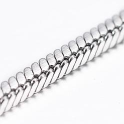 Stainless Steel Color 304 Stainless Steel Square Snake Chains, Soldered, Stainless Steel Color, 1.2mm