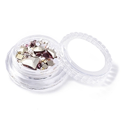 Coconut Marrón Kits de accesorios de decoración de uñas, incluyendo cabujones de diamantes de imitación de vidrio, fornituras de hierro, cabujones acrílicos, coco marrón, 2~14.5x2~12x3.5~5 mm, cuadro: 44x16 mm