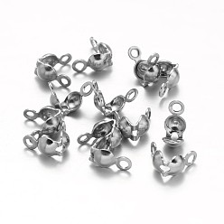 Stainless Steel Color 304 Stainless Steel Bead Tips, Calotte Ends, Clamshell Knot Cover, Stainless Steel Color, 8x4mm, Hole: 1.2mm