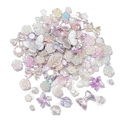 Pink Kits de búsqueda de joyería de estilo de color degradado diy, incluyendo cuentas de plástico, cabujones, eslabones y colgantes, Formas de mariposa/hoja/flor/lazo/concha/estrella, rosa, 8~34.5x8~40x2~11 mm, agujero: 1~6 mm, Sobre 804 unidades / 500 g